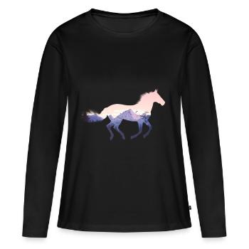 Cheval Sauvage Nature - T-shirt manches longues Premium bio Femme - noir - Devant - Julia (174cm)