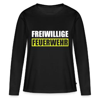 Pompiers volontaires - T-shirt manches longues Premium bio Femme - noir - Devant - Julia (174cm)