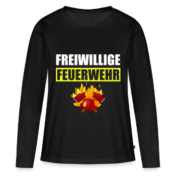 Pompiers volontaires - T-shirt manches longues Premium bio Femme - noir - Devant - Julia (174cm)