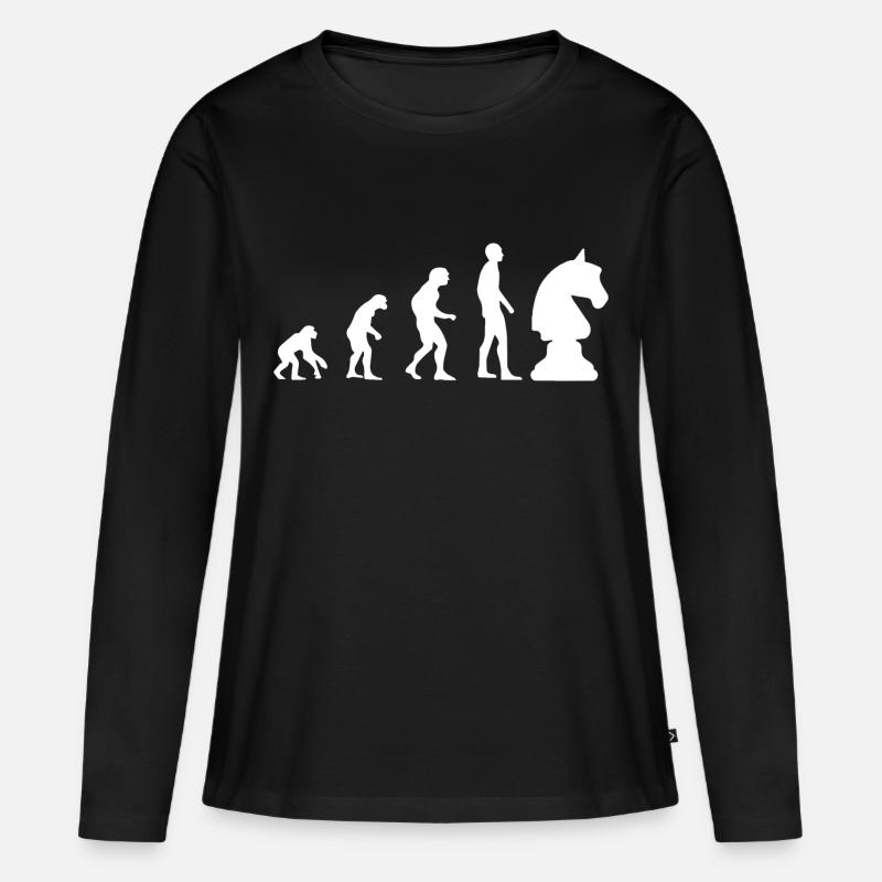Schach Evolution Schachspiel Schachfigur Geschenk - Frauen Premium Bio Langarmshirt - Schwarz