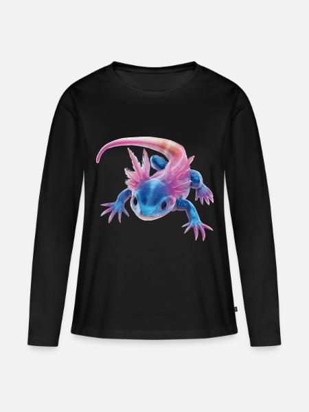 Axolotl - Frauen Premium Bio Langarmshirt - Schwarz
