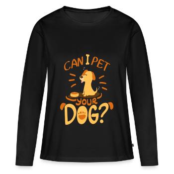 Puis-je caresser votre chien? - T-shirt manches longues Premium bio Femme - noir - Devant - Julia (174cm)