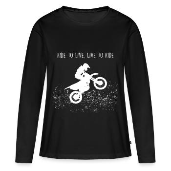 motocross - T-shirt manches longues Premium bio Femme - noir - Devant - Julia (174cm)