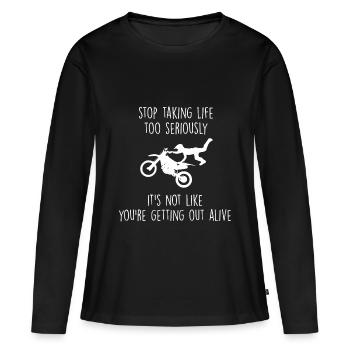 motocross - T-shirt manches longues Premium bio Femme - noir - Devant - Julia (174cm)
