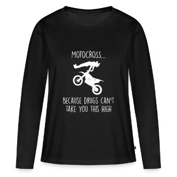 motocross - T-shirt manches longues Premium bio Femme - noir - Devant - Julia (174cm)
