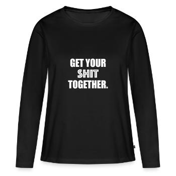 get your shit together - T-shirt manches longues Premium bio Femme - noir - Devant - Julia (174cm)