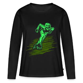 Inline Skates - Frauen Premium Bio Langarmshirt - Schwarz - Vorne - Julia (174cm)
