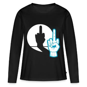 Cadeau de provocation au doigt du milieu - T-shirt manches longues Premium bio Femme - noir - Devant - Julia (174cm)