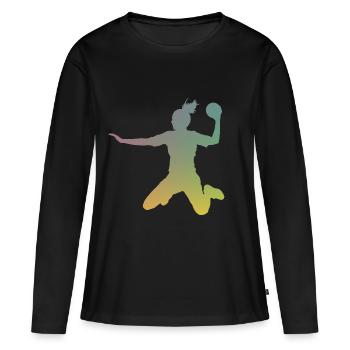 Echte Mädchen spielen Handball - Frauen Premium Bio Langarmshirt - Schwarz - Vorne - Julia (174cm)