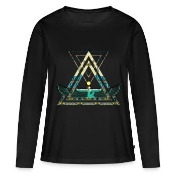 Déesse Géométrique Isis - T-shirt manches longues Premium bio Femme - noir - Devant - Julia (174cm)