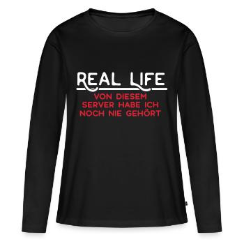 La vraie vie - T-shirt manches longues Premium bio Femme - noir - Devant - Julia (174cm)