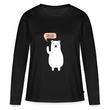 Cute Winter Polar Bear Illustration - Women's Premium Organic Long Sleeve Shirt - black - Front - Julia (174cm)