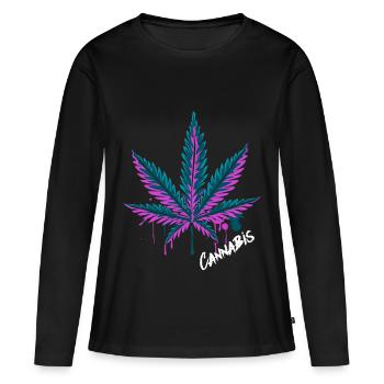 Feuille de chanvre feuille de chanvre - T-shirt manches longues Premium bio Femme - noir - Devant - Julia (174cm)
