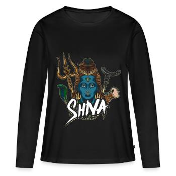 Don de divinité hindouisme Shiva - T-shirt manches longues Premium bio Femme - noir - Devant - Julia (174cm)