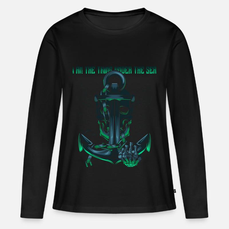 Anker - Frauen Premium Bio Langarmshirt - Schwarz