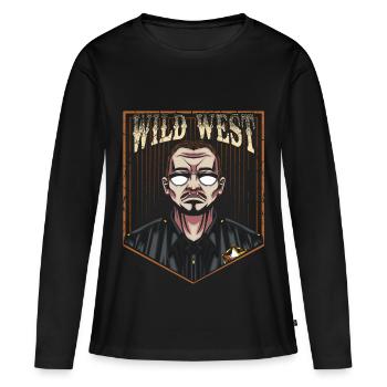 Wild West Sheriff Combattant de droit occidental Vintage - T-shirt manches longues Premium bio Femme - noir - Devant - Julia (174cm)