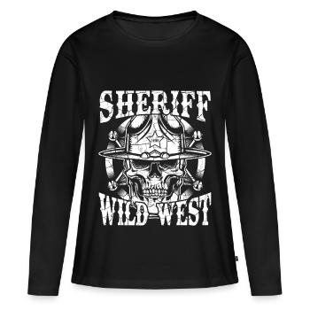 Wild West Sheriff Skull Cowboy Western - T-shirt manches longues Premium bio Femme - noir - Devant - Julia (174cm)