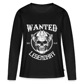Bandit de crâne de cow-boy Wild West - T-shirt manches longues Premium bio Femme - noir - Devant - Julia (174cm)