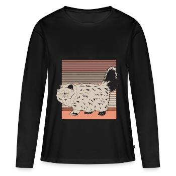 Chat grincheux rétro - T-shirt manches longues Premium bio Femme - noir - Devant - Julia (174cm)
