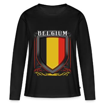 Belgique - T-shirt manches longues Premium bio Femme - noir - Devant - Julia (174cm)