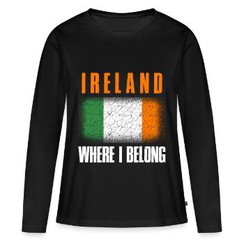 Irland - Frauen Premium Bio Langarmshirt - Schwarz - Vorne - Julia (174cm)