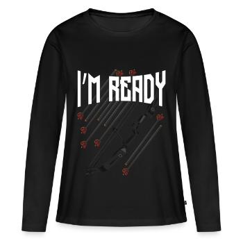 archer - T-shirt manches longues Premium bio Femme - noir - Devant - Julia (174cm)