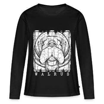 Walross - Frauen Premium Bio Langarmshirt - Schwarz - Vorne - Julia (174cm)