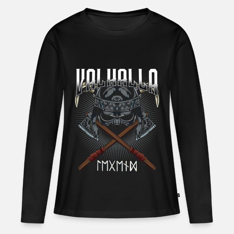 Wikinger - Frauen Premium Bio Langarmshirt - Schwarz