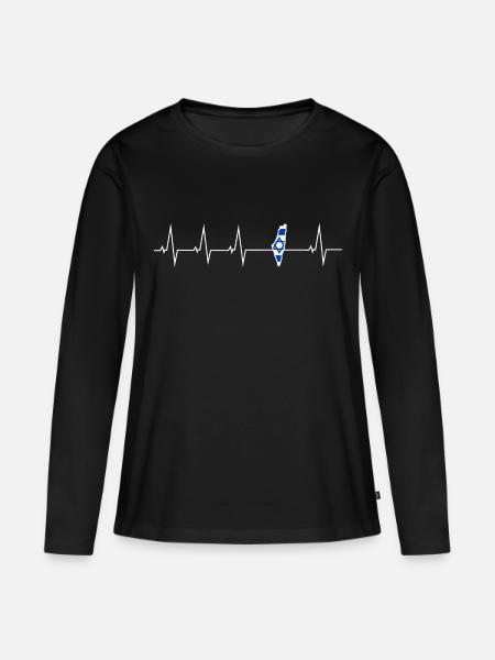 Te amo Israel - latidos del corazón - Premium økologisk langærmet T-shirt til kvinder - sort