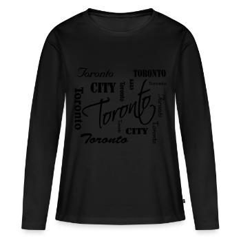 Toronto - T-shirt manches longues Premium bio Femme - noir - Devant - Julia (174cm)