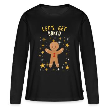 Cadeau de Noël drôle. Faisons cuire au four! - T-shirt manches longues Premium bio Femme - noir - Devant - Julia (174cm)