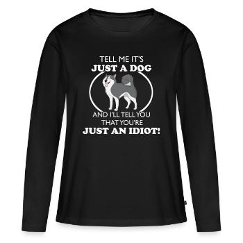 HUSKY - Frauen Premium Bio Langarmshirt - Schwarz - Vorne - Julia (174cm)