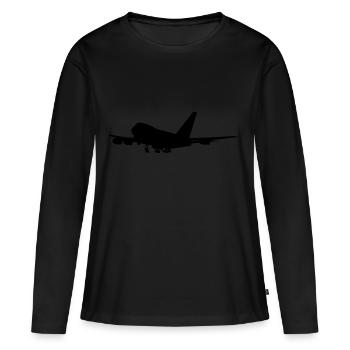 Jumbo-Jet - Frauen Premium Bio Langarmshirt - Schwarz - Vorne - Julia (174cm)
