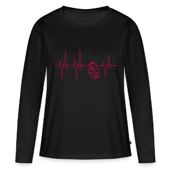 Baby Herzschlag Geburt Geschenk Schwangerschaft - Frauen Premium Bio Langarmshirt - Schwarz - Vorne - Julia (174cm)