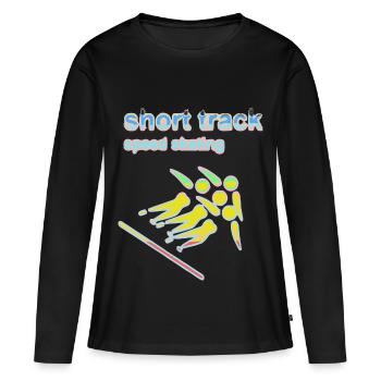 Jeux d'hiver de patinage de vitesse sur courte piste 2 - T-shirt manches longues Premium bio Femme - noir - Devant - Julia (174cm)