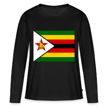 Flagge von Zimbabwe (zw) - Frauen Premium Bio Langarmshirt - Schwarz - Vorne - Julia (174cm)
