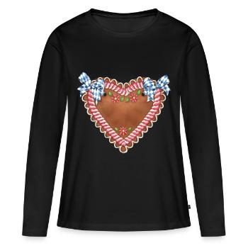 Lebkuchenherz - Frauen Premium Bio Langarmshirt - Schwarz - Vorne - Julia (174cm)