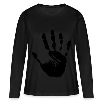 Main - T-shirt manches longues Premium bio Femme - noir - Devant - Julia (174cm)
