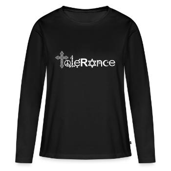 Tolérance - idée cadeau liberté d'expression - T-shirt manches longues Premium bio Femme - noir - Devant - Julia (174cm)