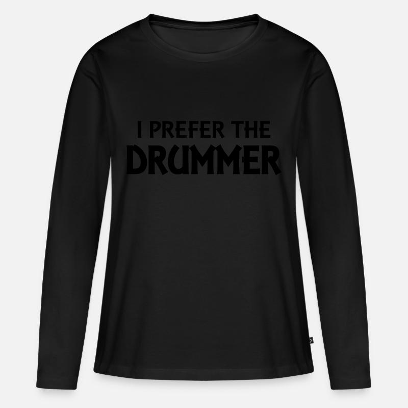 I prefer the drummer - Frauen Premium Bio Langarmshirt - Schwarz