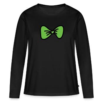 Cravate mouche verte Querbinder - T-shirt manches longues Premium bio Femme - noir - Devant - Julia (174cm)