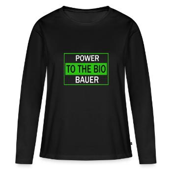 Énoncés d'agriculteurs biologiques / Chemises d'agriculteurs / Chemises biologiques / Biologiques - T-shirt manches longues Premium bio Femme - noir - Devant - Julia (174cm)