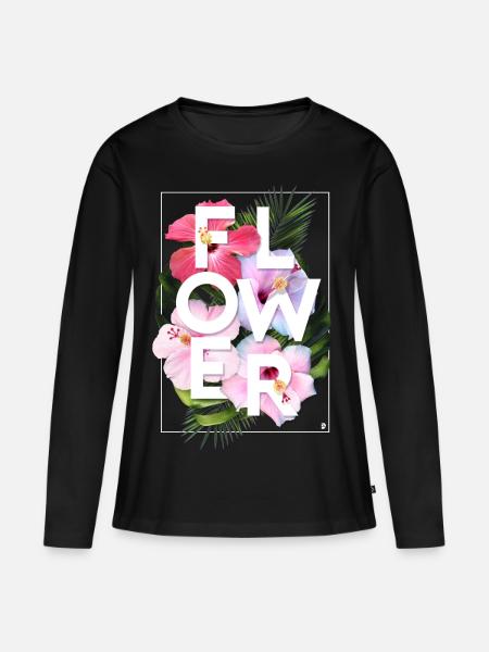 AD Flower - Frauen Premium Bio Langarmshirt - Schwarz