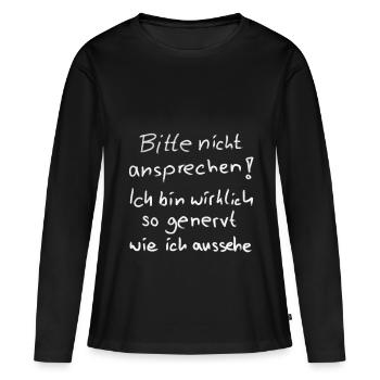 nicht ansprechen - Frauen Premium Bio Langarmshirt - Schwarz - Vorne - Julia (174cm)