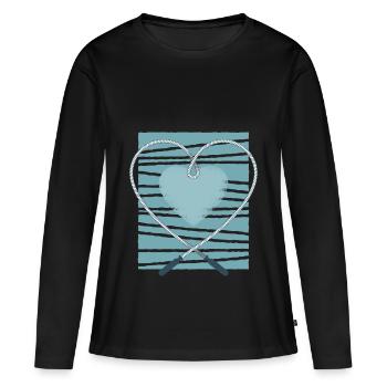 Love Amour & Coeurs - Geste romantique - T-shirt manches longues Premium bio Femme - noir - Devant - Julia (174cm)