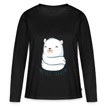 Ours polaires Free Hugs - Animaux amants - T-shirt manches longues Premium bio Femme - noir - Devant - Julia (174cm)