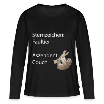 Faultier Sternzeichen Faultier Aszendent Couch - Frauen Premium Bio Langarmshirt - Schwarz - Vorne - Julia (174cm)