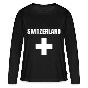 Drapeau croix suisse blason football sport sportif - T-shirt manches longues Premium bio Femme - noir - Devant - Julia (174cm)