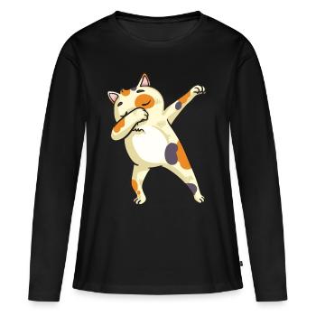 Tamponner cadeau de danse d'amoureux de chat - T-shirt manches longues Premium bio Femme - noir - Devant - Julia (174cm)
