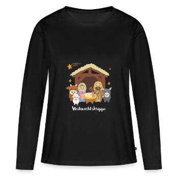 La crèche de Noël Mignon ! - T-shirt manches longues Premium bio Femme - noir - Devant - Julia (174cm)